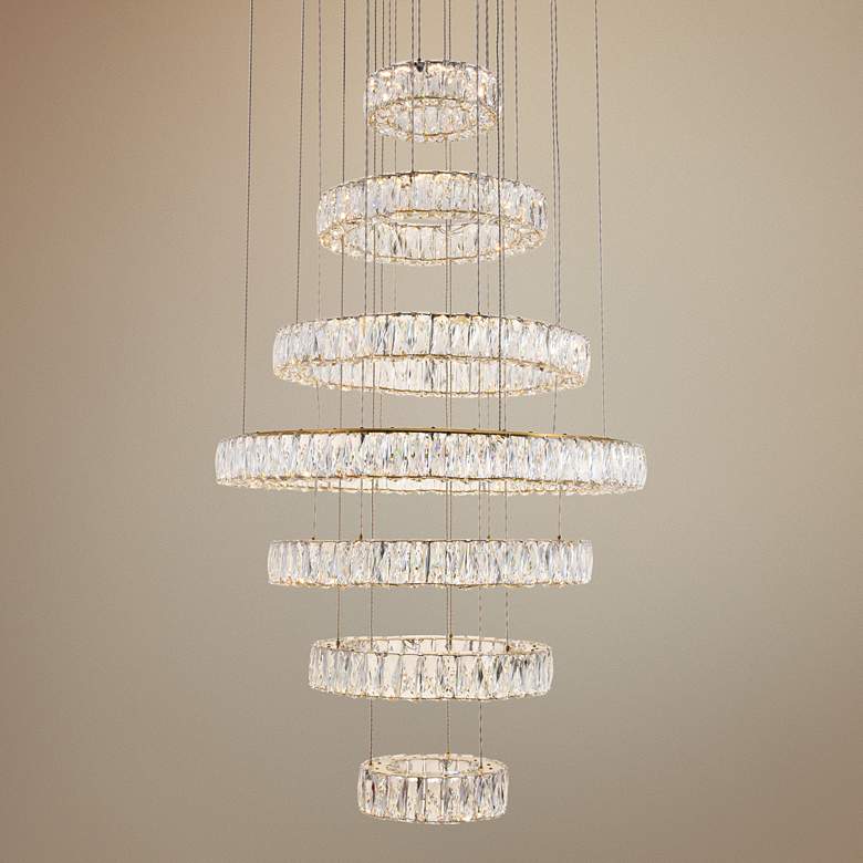 Monroe 42 Wide Chrome and Crystal 4-Tier LED Chandelier