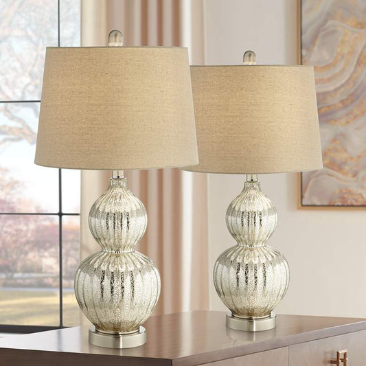 Lili Fluted Mercury Glass Table Lamp Set of 2