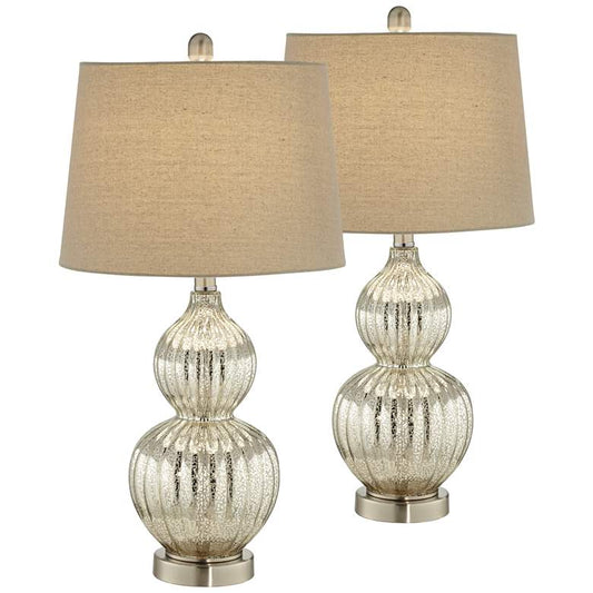 Lili Fluted Mercury Glass Table Lamp Set of 2