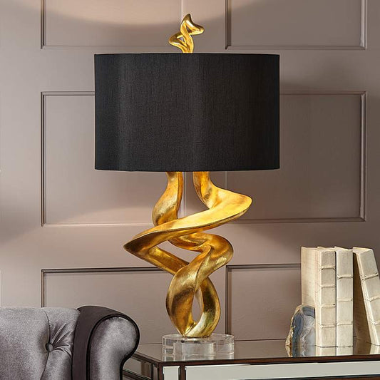 Kathy Ireland Tribal Impressions Gold Leaf Table Lamp