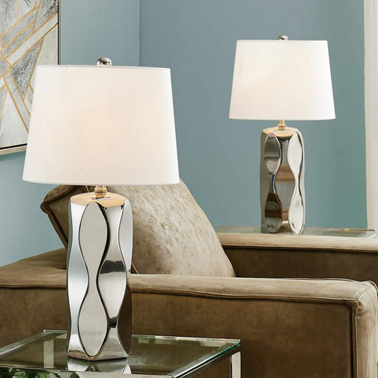 Lite Source Odelia Chrome Ceramic Table Lamps Set of 2