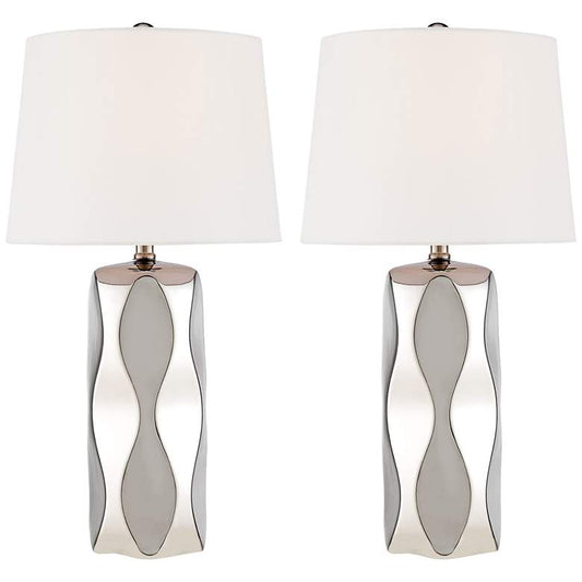 Lite Source Odelia Chrome Ceramic Table Lamps Set of 2