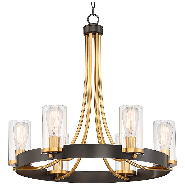 Stiffel Ferrers 26" Wide Dark Bronze and Gold 6-Light Chandelier